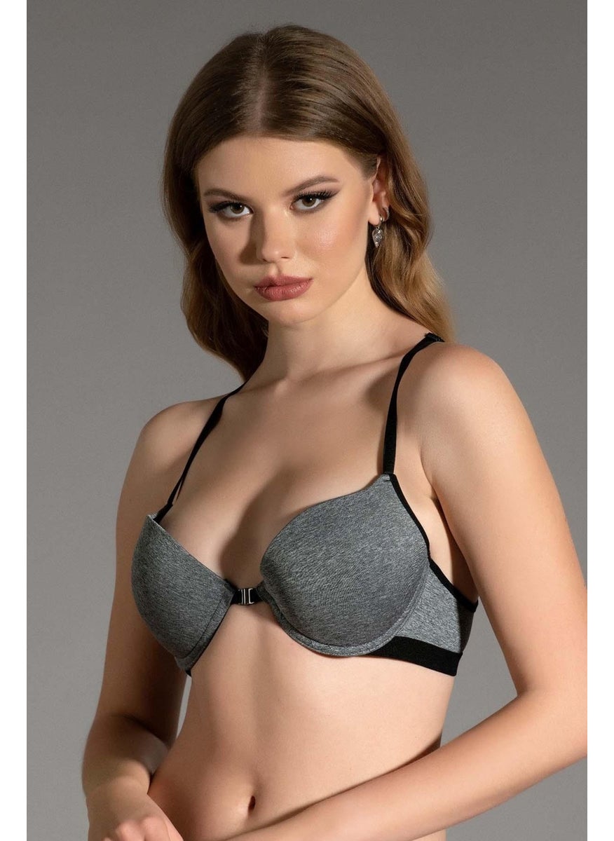 Supported Front Clip Sports Bra C18155 Gray Melange