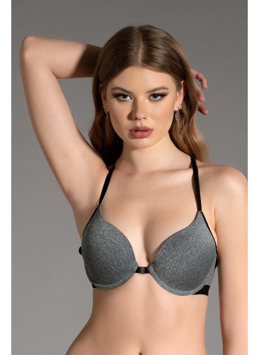 Supported Front Clip Sports Bra C18155 Gray Melange