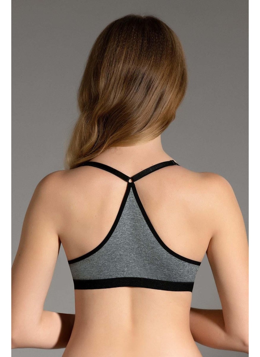 Supported Front Clip Sports Bra C18155 Gray Melange