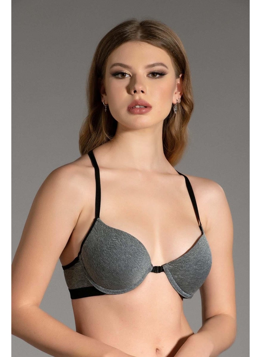 Supported Front Clip Sports Bra C18155 Gray Melange