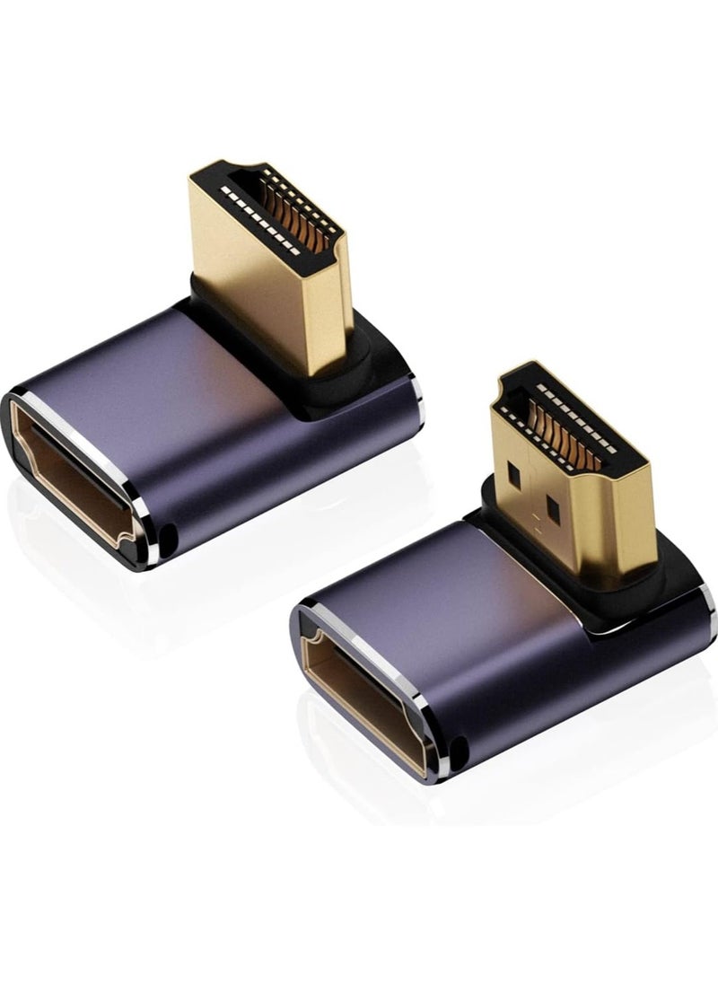 2 Pack 8K HDMI 2.1 Right Angle Adapter, HDMI 90 Degree Adapter, 48Gbps HDMI Male to Female Adapter Extender Connector for Laptop, DVD, TV, Monitors, Up and Down Angle HDMI Adapter Style