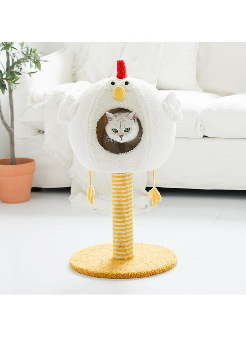 Cat Scratcher with Cat Cozy Fluffy Perch for Kitten & Adult Cats, Small Cat Tower with Balls, Stable Cat Stand, Chicken Cat Scratching Post.