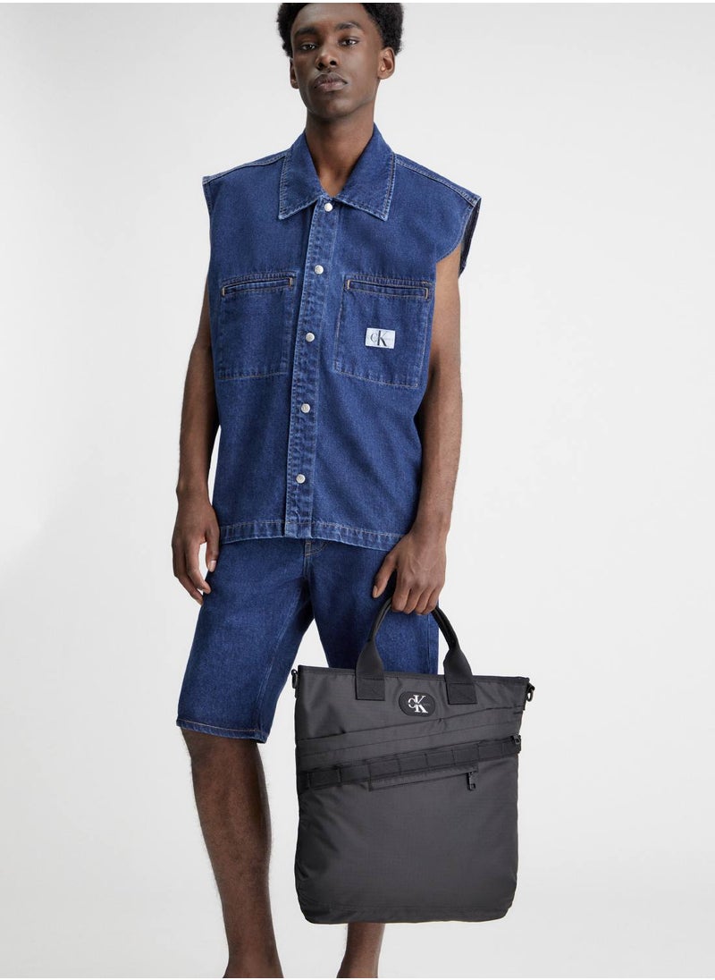 Men's Ripstop Tote Bag - Polyester, Black