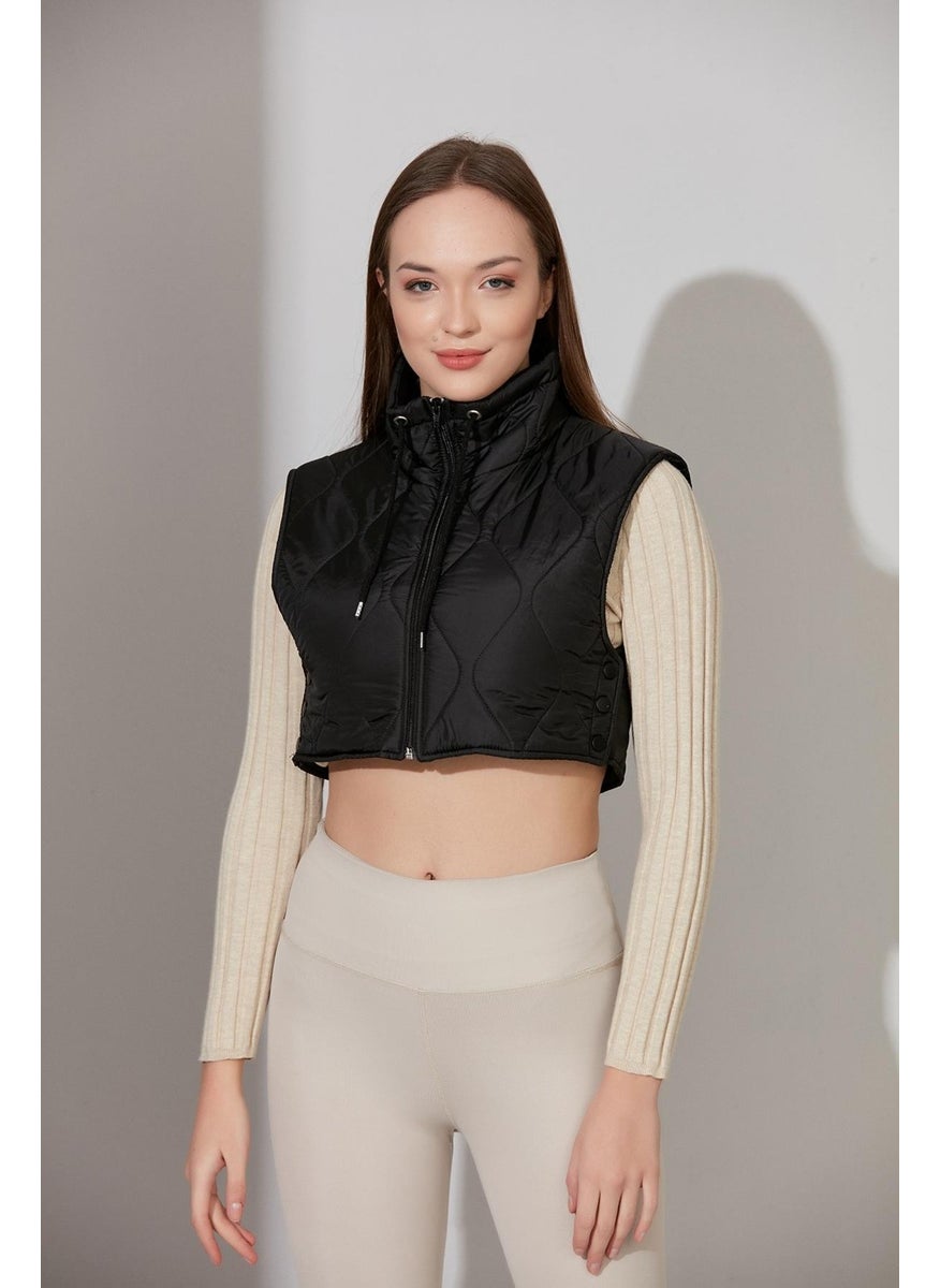 Crop Quilted Vest (B21-909YL01)