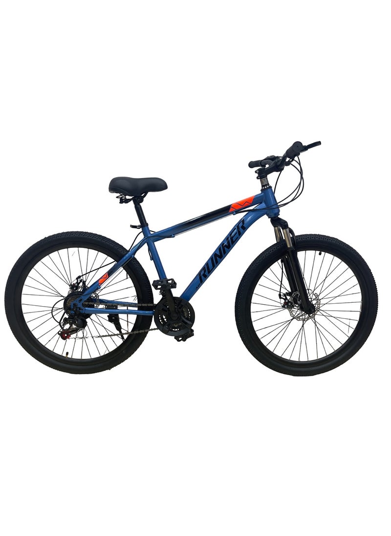 RUNNER Mountain Bike Front Suspension Bike 26-Inch, 21 Speed Gears, Bicycle Adult, Dual Disc Brakes, Cycle For Men & Women