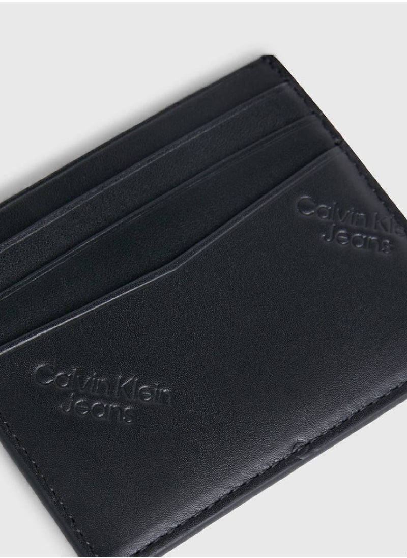 Unisex Logo Print Cardholder - Leather, Black