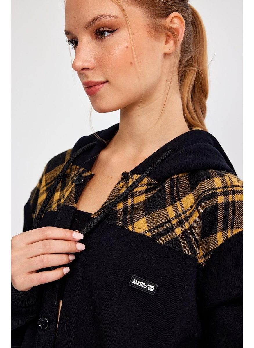 Oversize Lumberjack Sweatshirt with Hooded Buttons (E22-61500)