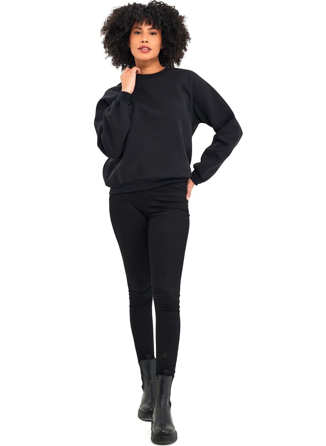 Raglan Sleeve Raised Comfort Fit Sweatshirt (B23-00166)