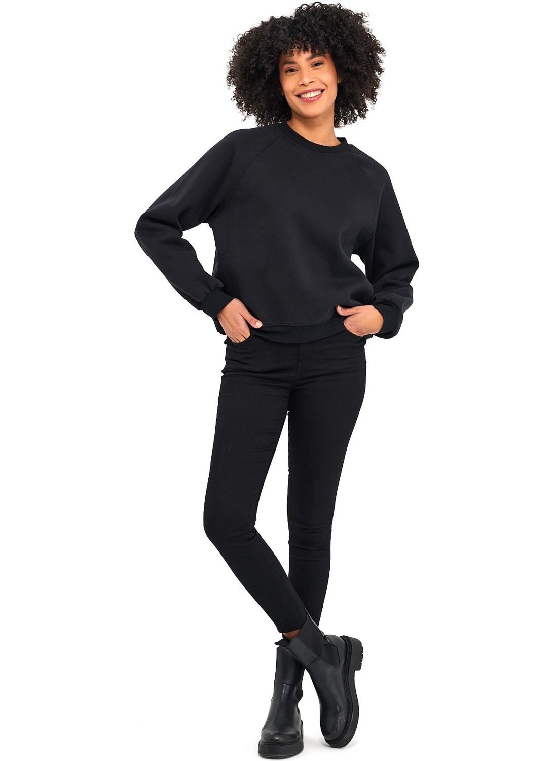 Raglan Sleeve Raised Comfort Fit Sweatshirt (B23-00166)