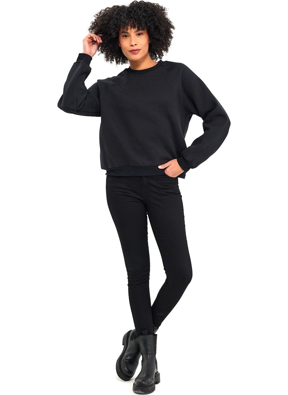 Raglan Sleeve Raised Comfort Fit Sweatshirt (B23-00166)