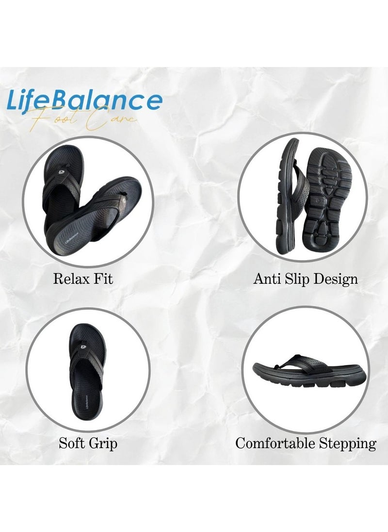 LifeBalance After Workout/Running Active Slippers with Plantar Fasciitis Support for Men, Flat Foot Arch Support, Foot Relief Slippers/Flip Flop