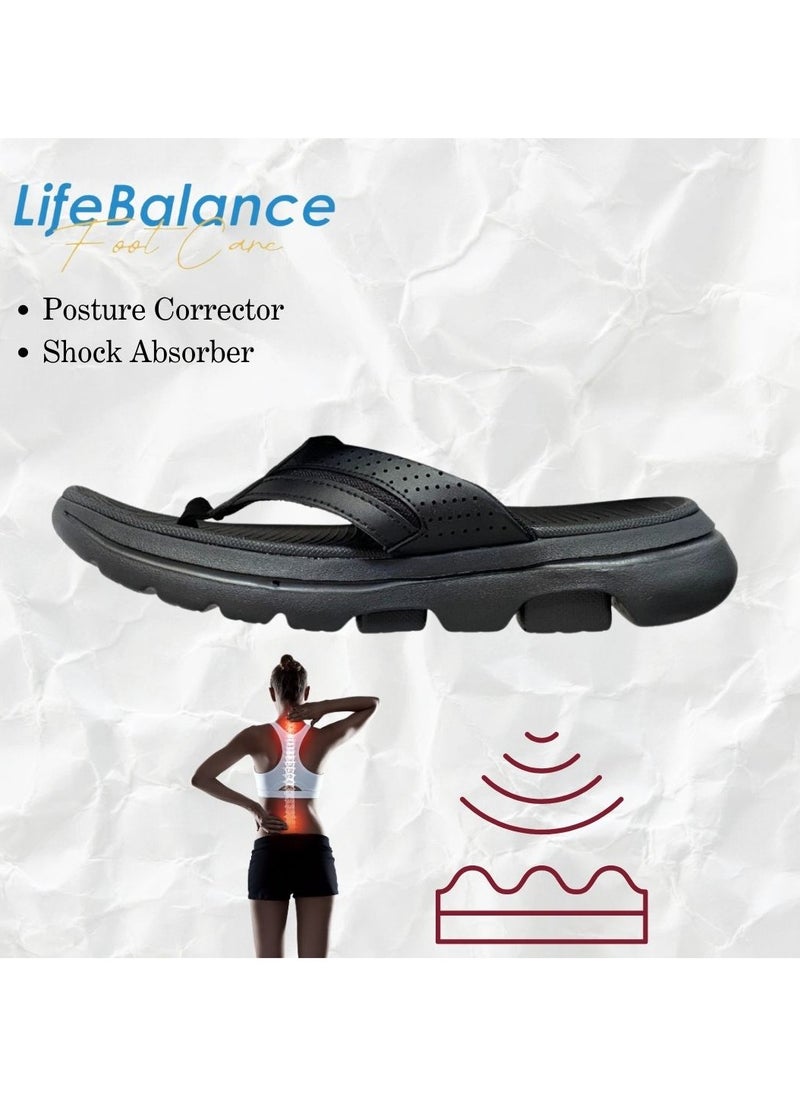 LifeBalance After Workout/Running Active Slippers with Plantar Fasciitis Support for Men, Flat Foot Arch Support, Foot Relief Slippers/Flip Flop