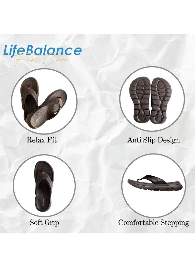 LifeBalance After Workout/Running Active Slippers with Plantar Fasciitis Support for Men, Flat Foot Arch Support, Foot Relief Slippers/Flip Flop