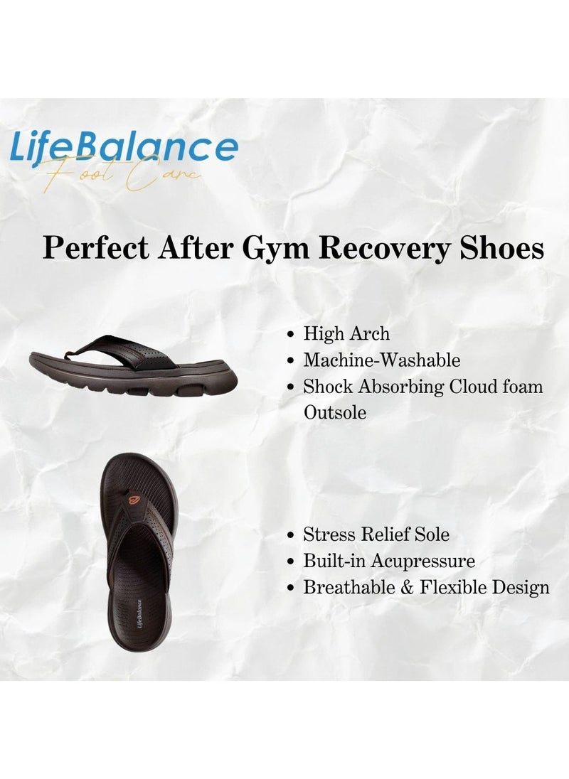 LifeBalance After Workout/Running Active Slippers with Plantar Fasciitis Support for Men, Flat Foot Arch Support, Foot Relief Slippers/Flip Flop