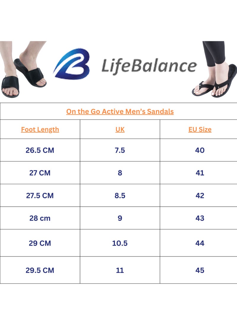 LifeBalance After Workout/Running Active Slippers with Plantar Fasciitis Support for Men, Flat Foot Arch Support, Foot Relief Slippers/Flip Flop