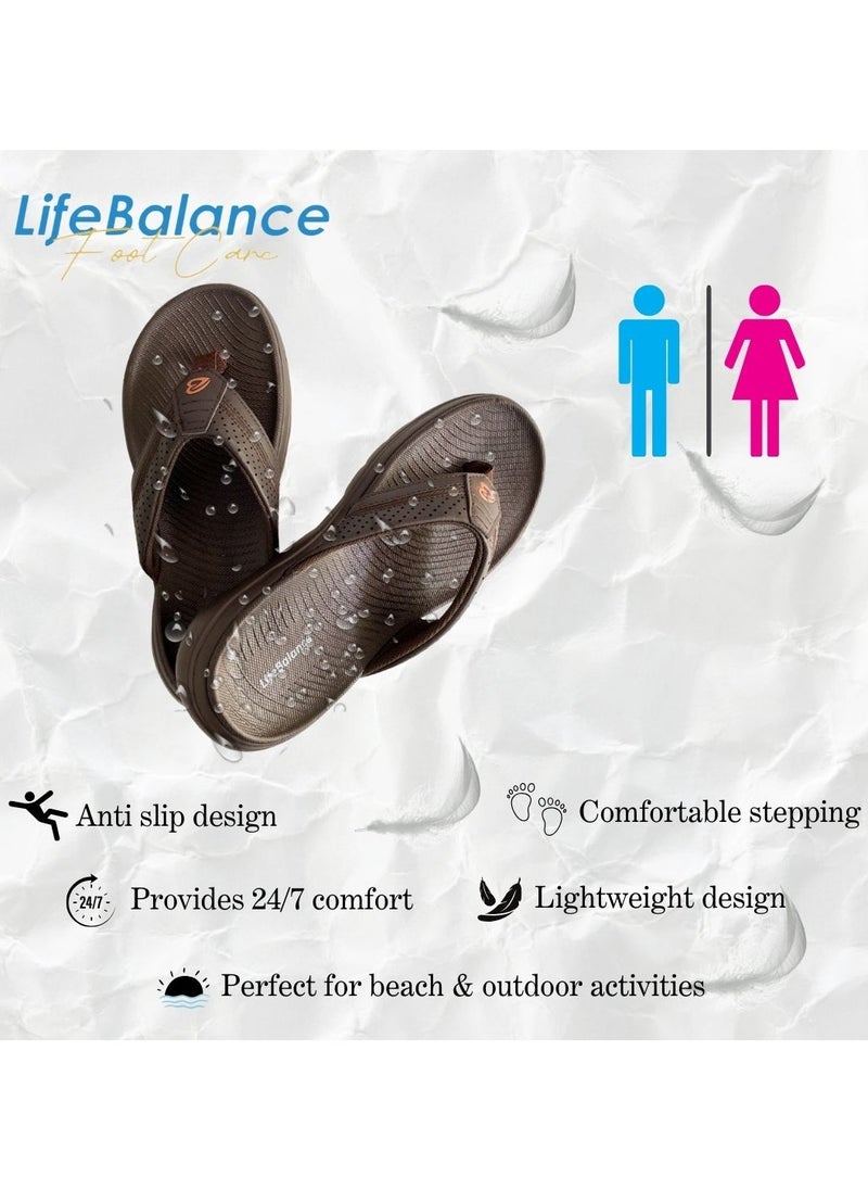 LifeBalance After Workout/Running Active Slippers with Plantar Fasciitis Support for Men, Flat Foot Arch Support, Foot Relief Slippers/Flip Flop