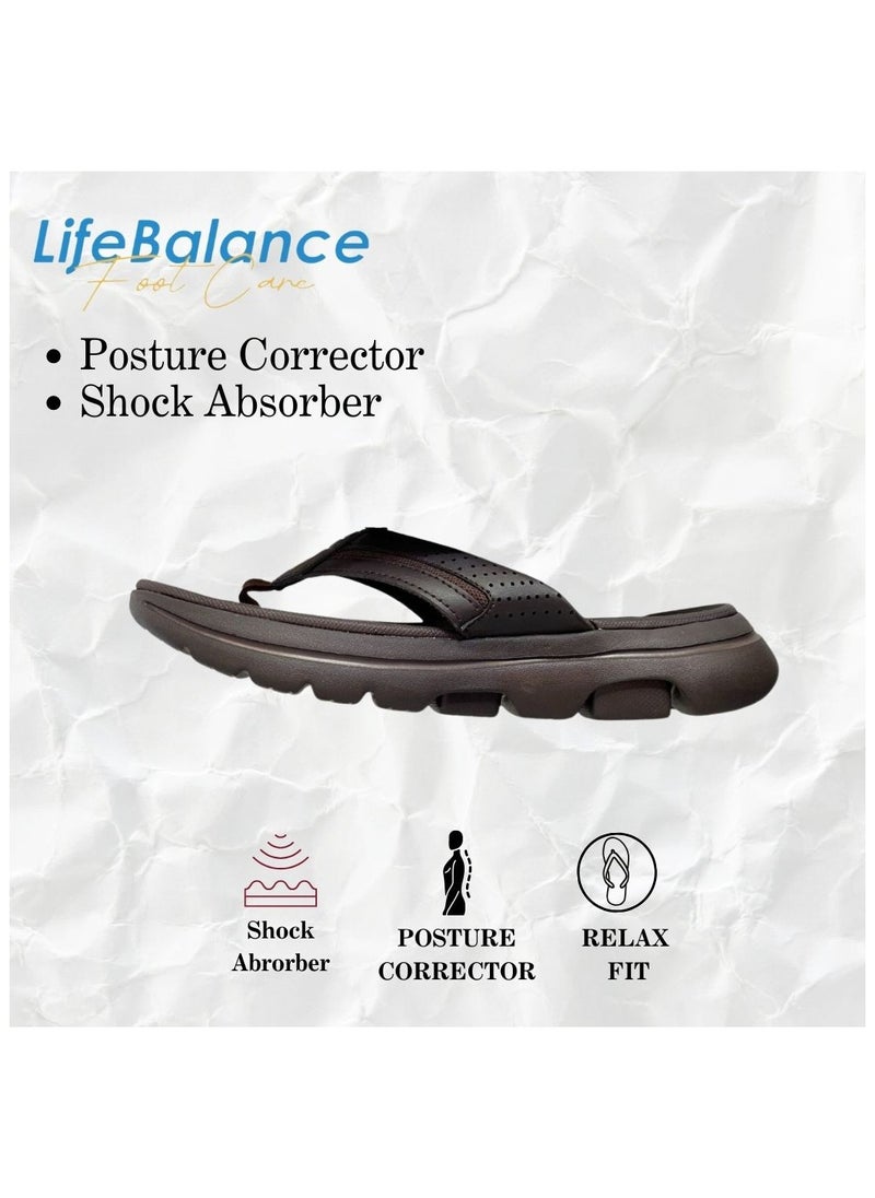 LifeBalance After Workout/Running Active Slippers with Plantar Fasciitis Support for Men, Flat Foot Arch Support, Foot Relief Slippers/Flip Flop