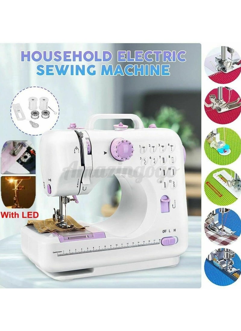 Portable Desktop Mini Electric Sewing Machine 12 Stitches Double Thread Tailor