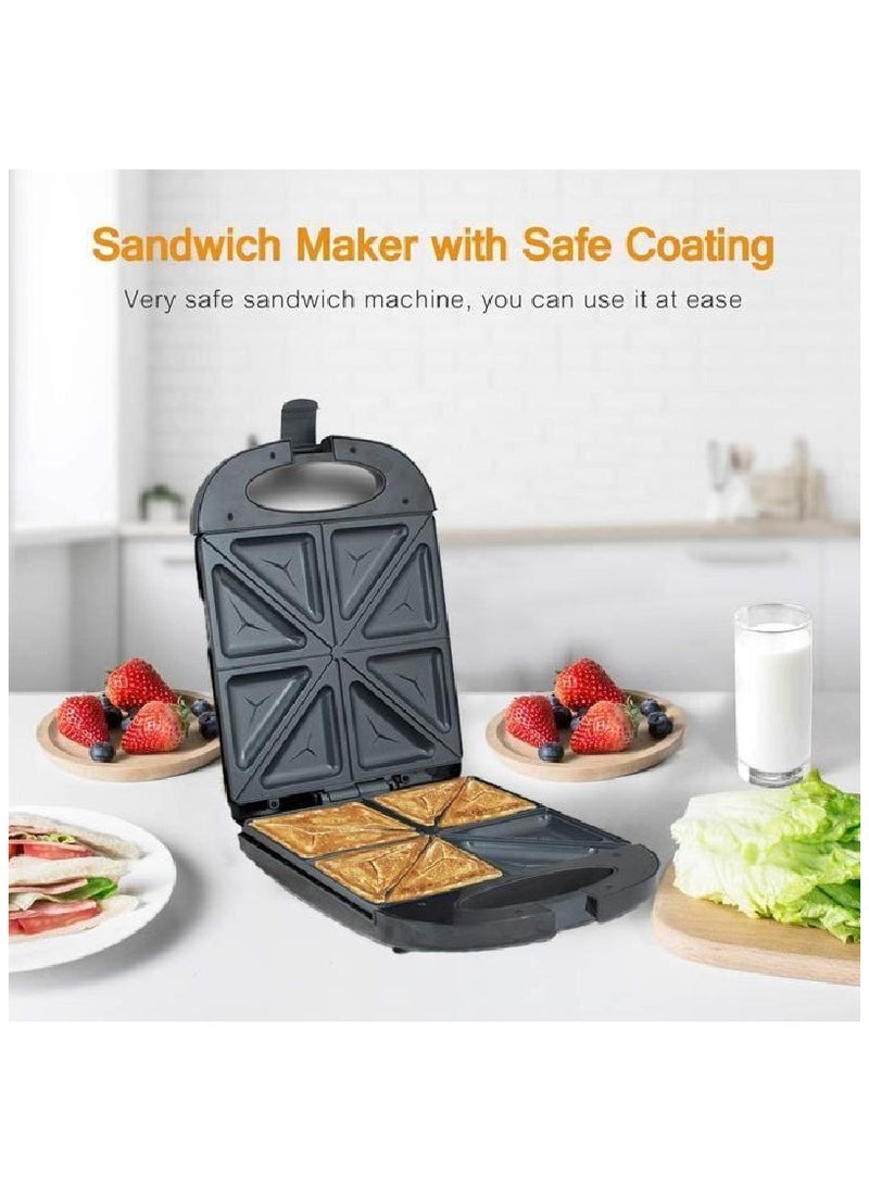 National 700W Non-Stick Sandwich Maker for Grilled Cheese, Waffles & Steak – Deep Plates, Stainless Steel, Cool Touch Handle, 2-Year Warranty, Auto Temp Control, Easy Clean, Power & Ready Indicator