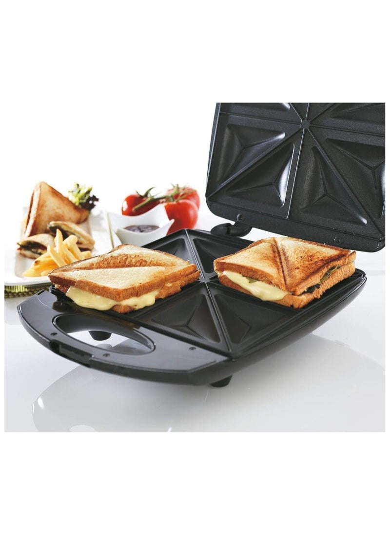 National 700W Non-Stick Sandwich Maker for Grilled Cheese, Waffles & Steak – Deep Plates, Stainless Steel, Cool Touch Handle, 2-Year Warranty, Auto Temp Control, Easy Clean, Power & Ready Indicator