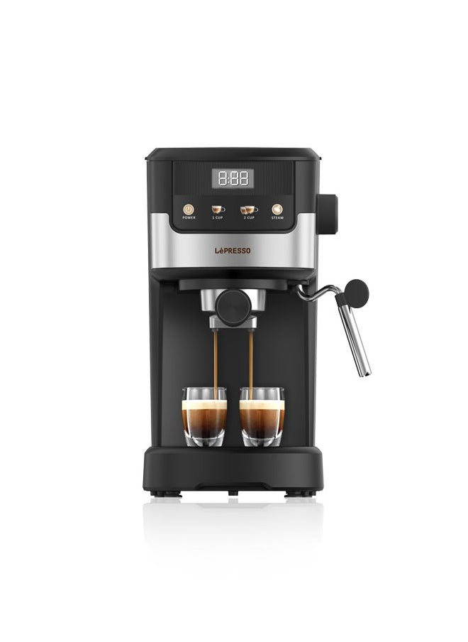 Suprema Espresso Coffee Machine with Touch Display and Milk Steamer 1100W Coffee Maker/ Washable Drip Tray / Nespresso Compatible / 20 Bar Pressure - Black