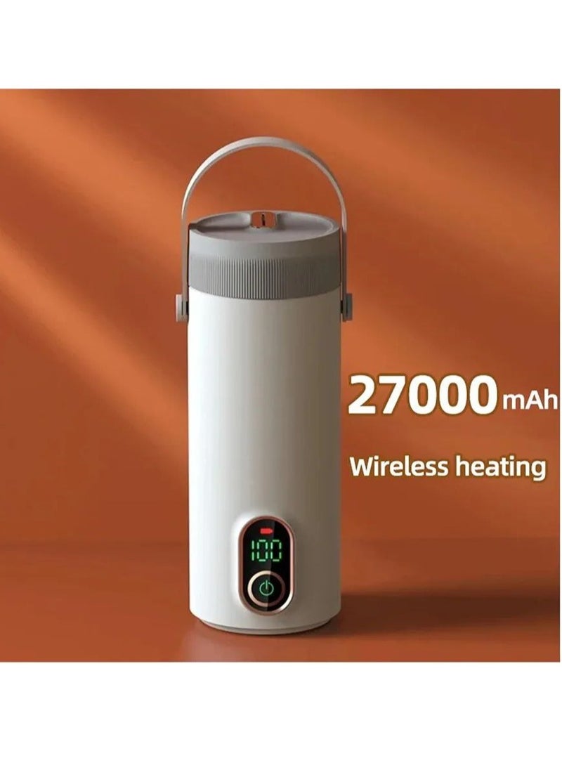 Electric Kettle, Electric Hot Water Cup, Wireless Portable Rechargeable Travel Heating Boiling Water Cup, 300W Rapid Heating, 27,000 Mah Large Capacity, 13.5 Fl Oz (400 Ml) Heating • Thermal Kettle,