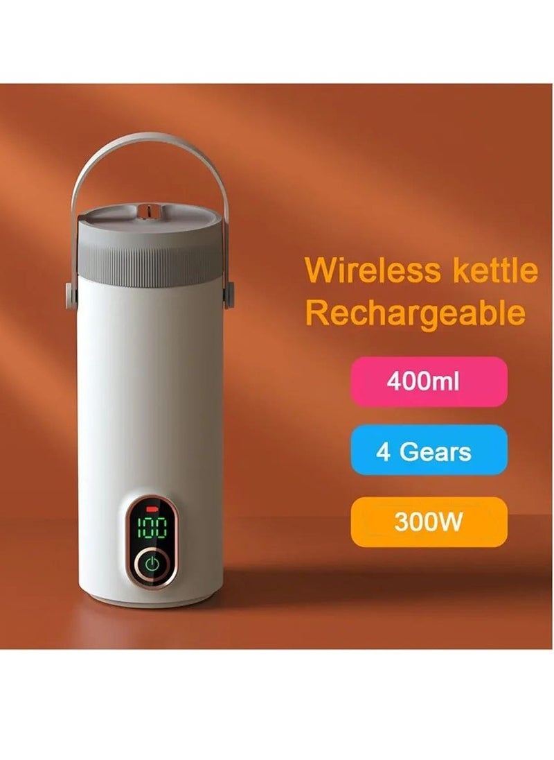 Electric Kettle, Electric Hot Water Cup, Wireless Portable Rechargeable Travel Heating Boiling Water Cup, 300W Rapid Heating, 27,000 Mah Large Capacity, 13.5 Fl Oz (400 Ml) Heating • Thermal Kettle,