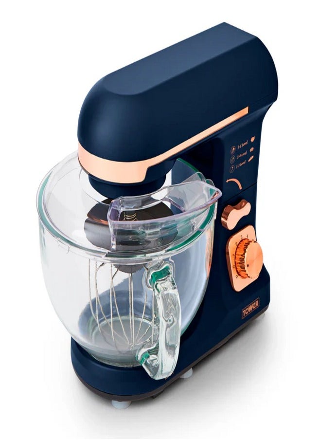 Tower Cavaletto 1000W Stand Mixer with 5L Glass Bowl - Midnight Blue