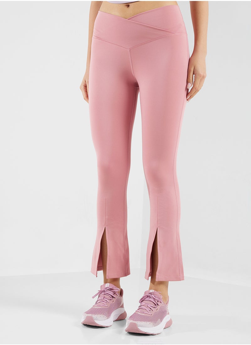 High Waist Flared Legging With Front Slit