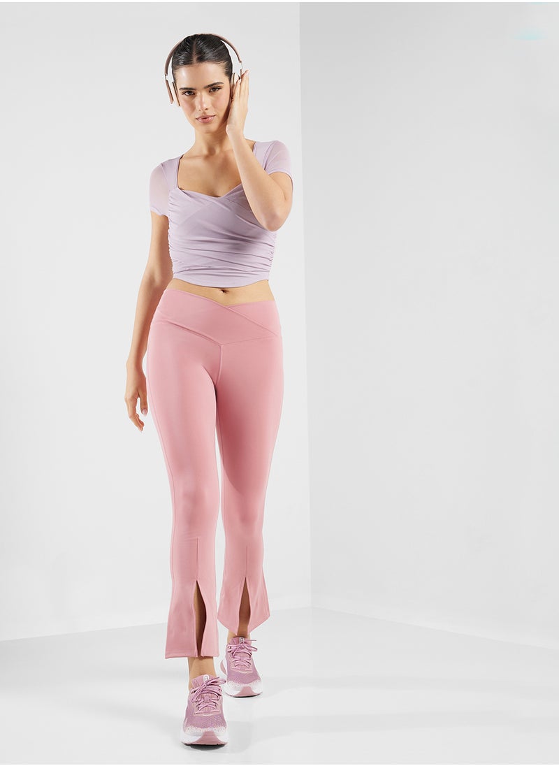 High Waist Flared Legging With Front Slit