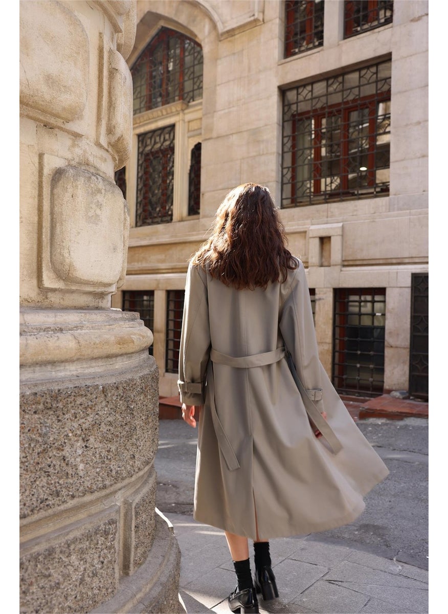 Light Khaki Rowe Gabardine Trench Coat