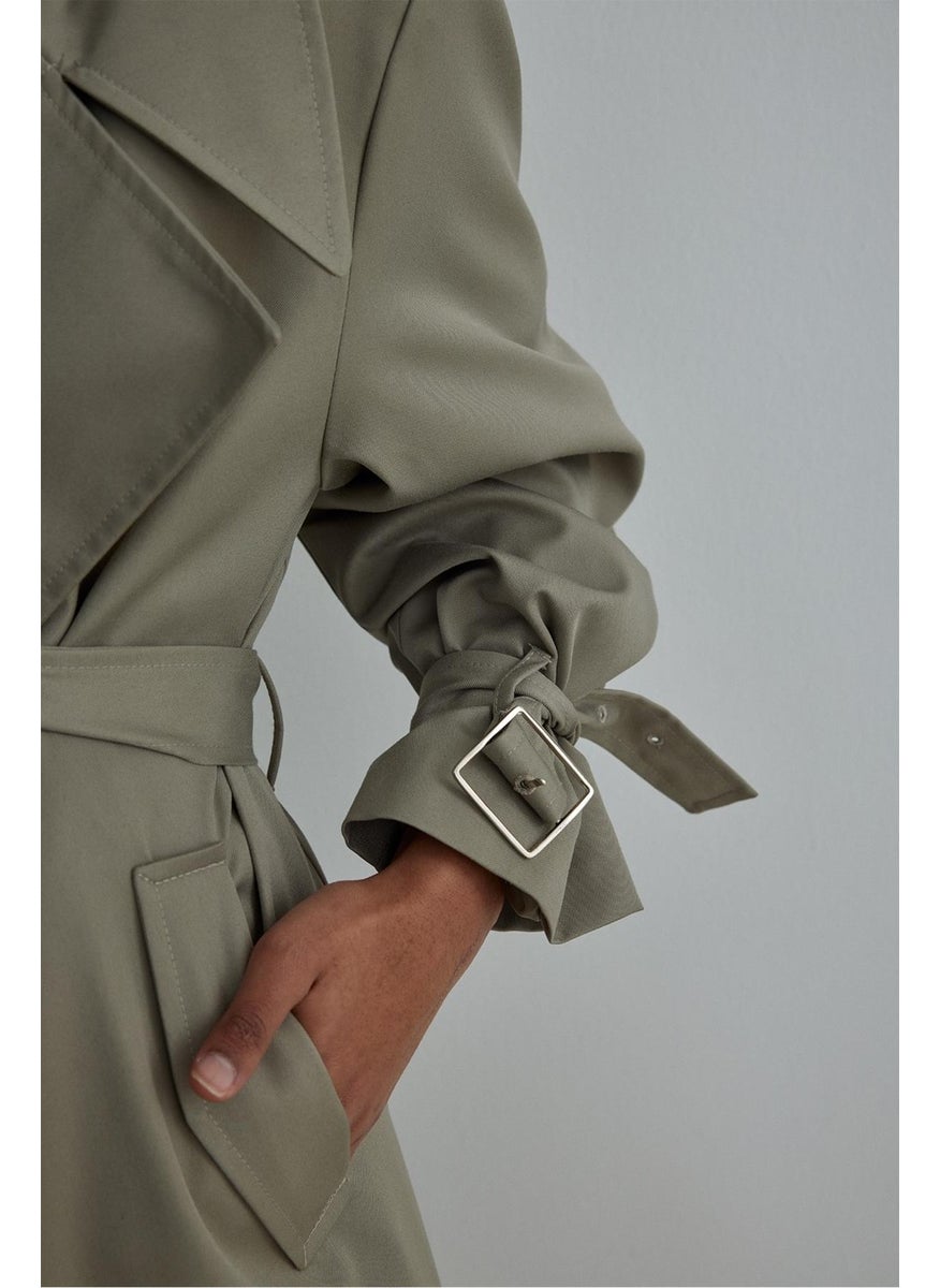 Light Khaki Rowe Gabardine Trench Coat