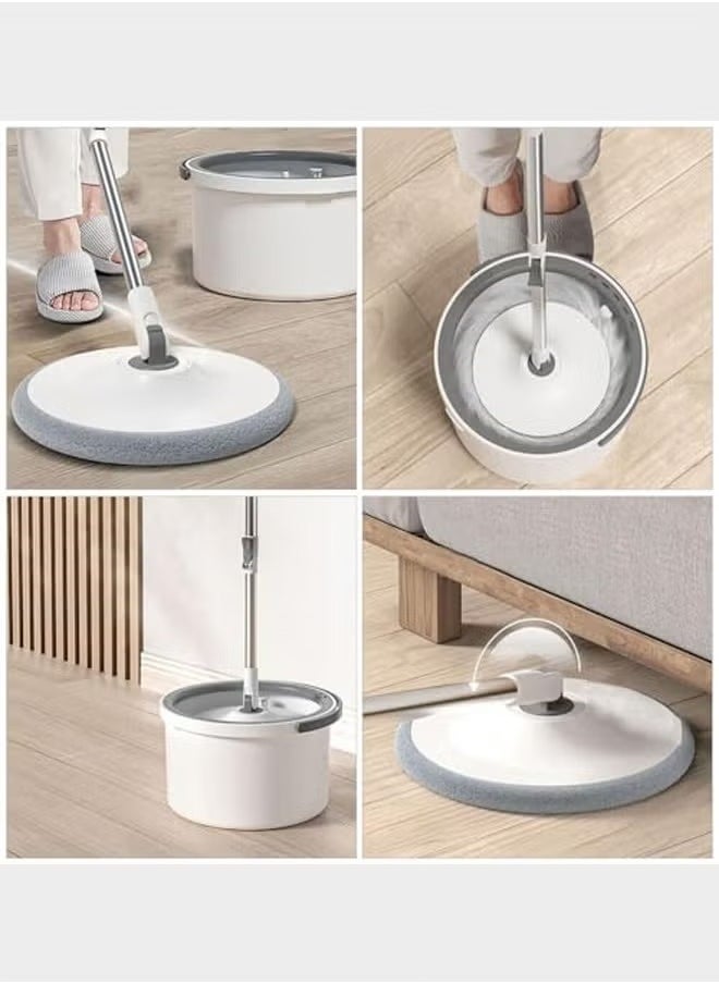 Spin Mop and Bucket Set with 2 Mop Head Telescopic Easy Press Spinning Mop with 2.5L Bucket with Wringer Separate Clean and Dirty Water Floor Mops for Home Cleaning Mops Bucket Sets