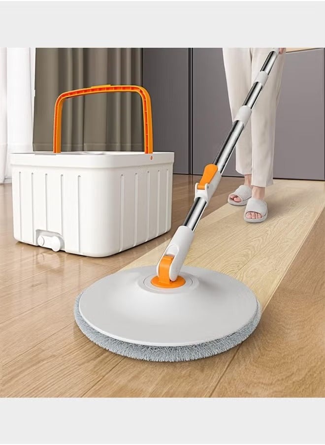 Spin Mop and Bucket Set with 2 Mop Head Telescopic Easy Press Spinning Mop with 2.5L Bucket with Wringer Separate Clean and Dirty Water Floor Mops for Home Cleaning Mops Bucket Sets