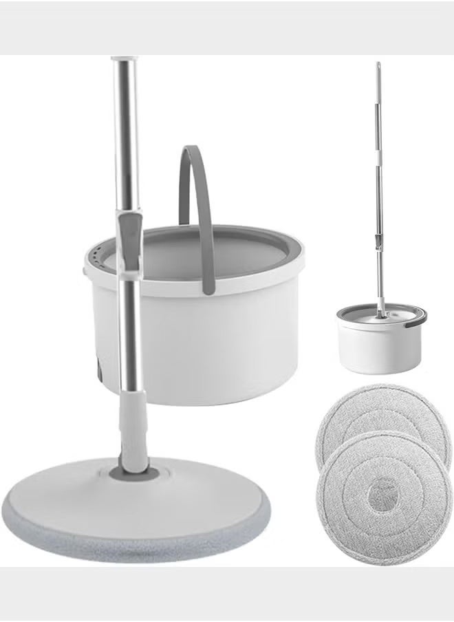 Spin Mop and Bucket Set with 2 Mop Head Telescopic Easy Press Spinning Mop with 2.5L Bucket with Wringer Separate Clean and Dirty Water Floor Mops for Home Cleaning Mops Bucket Sets