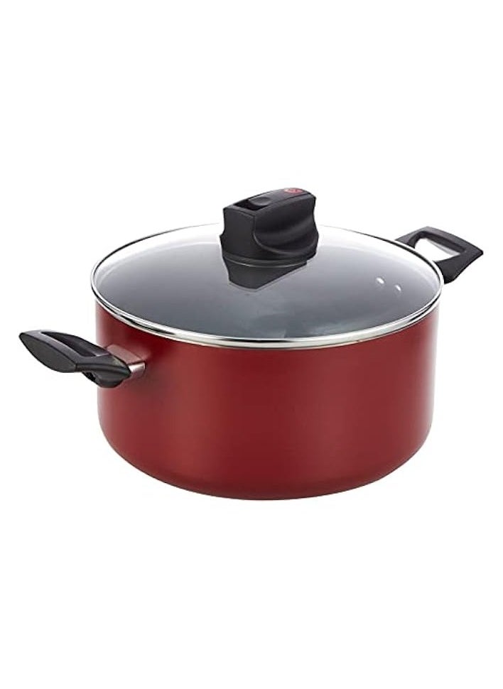 Safecook with Nonstick Casserole Cooking Pot, Red, 24cm/5.2L/5.5QT