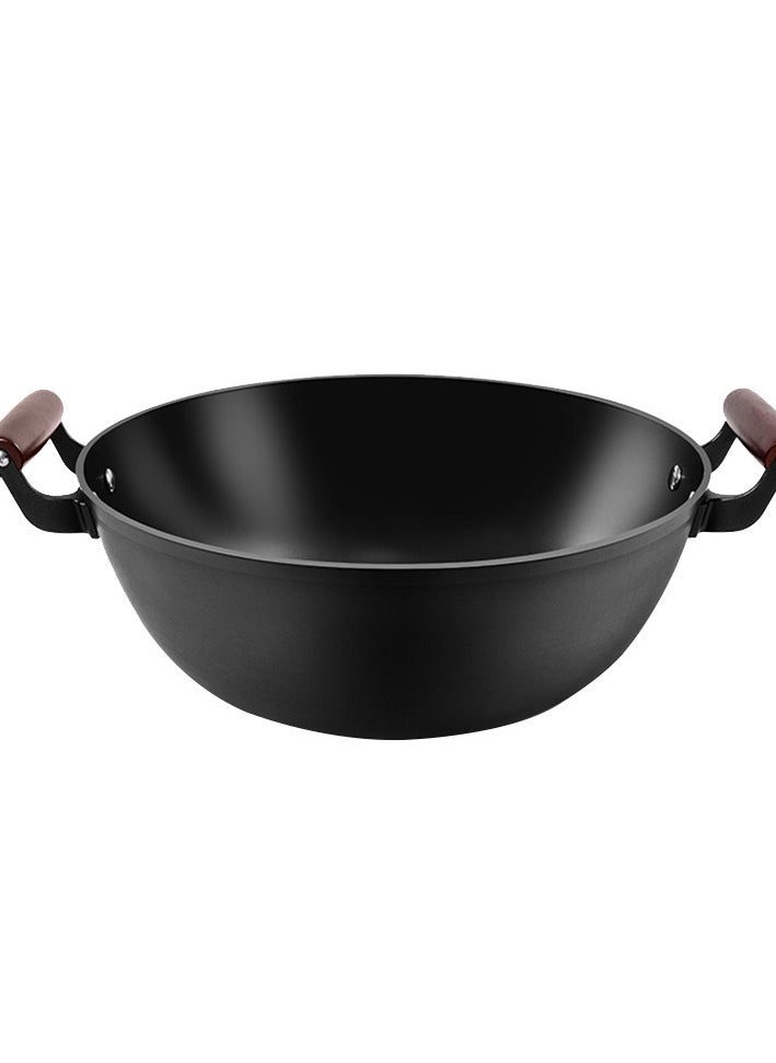 Black 36cm Deep-Fry Pan Flat Bottom Frying pan non-stick pan frying pan induction cooker special pot