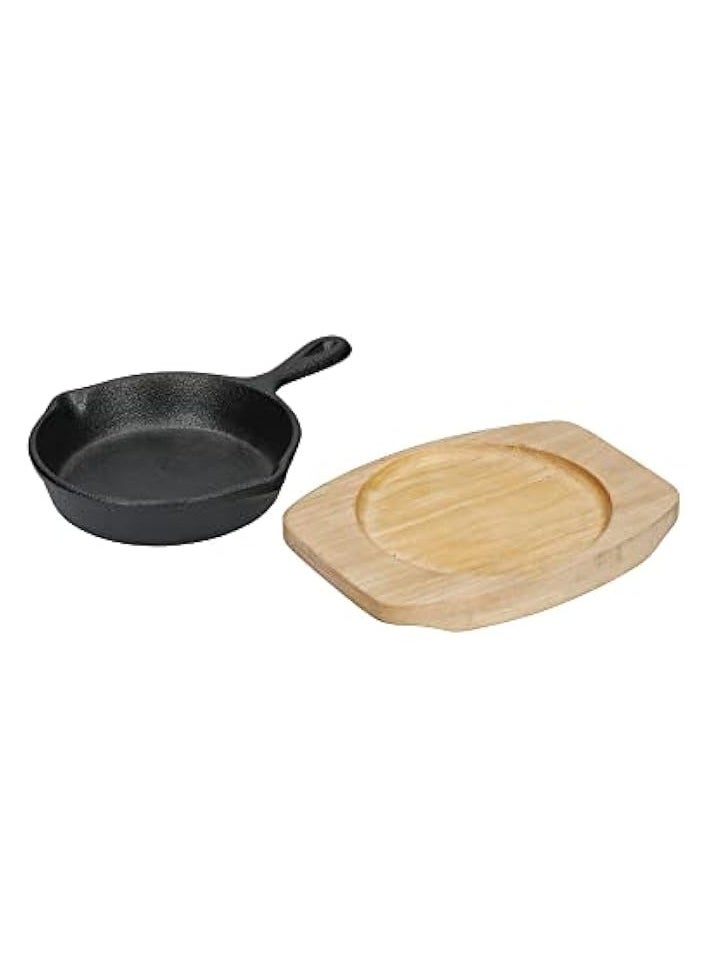 Cast Iron Mini Frying Pan, 11.5x16x2cm, Gift Boxed, Black/Beige