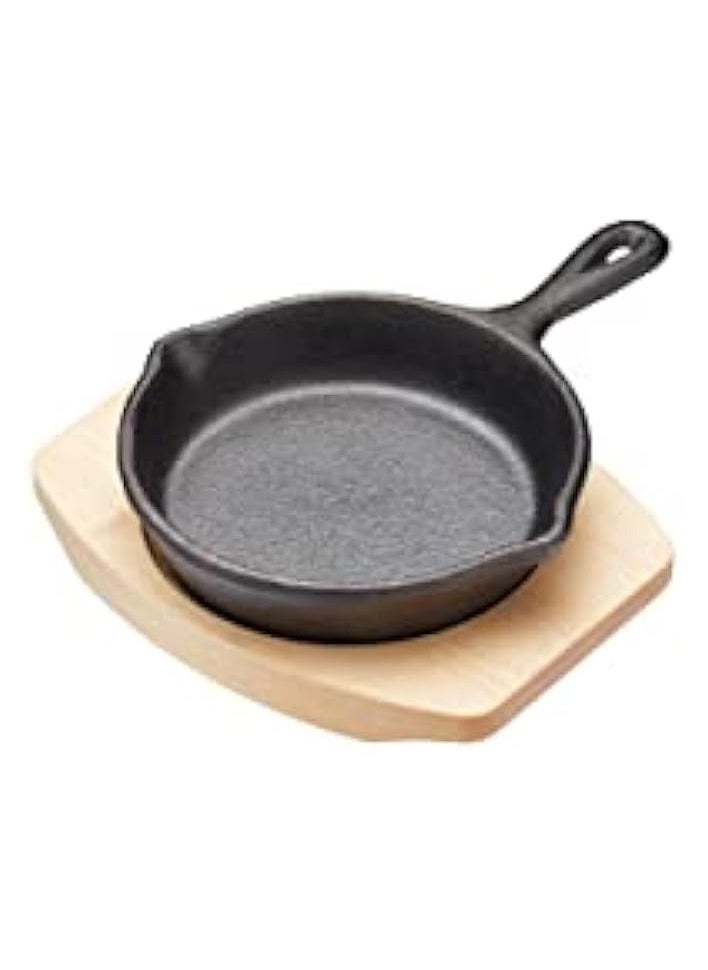 Cast Iron Mini Frying Pan, 11.5x16x2cm, Gift Boxed, Black/Beige