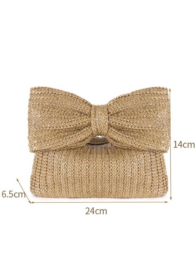 New Handheld Bag Bow Grass Woven Bag