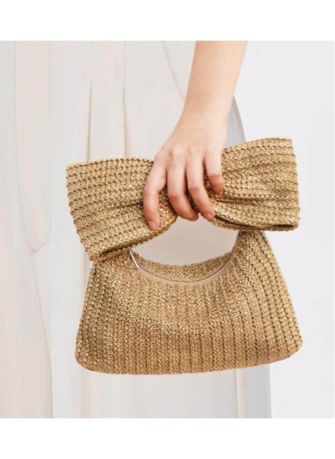 New Handheld Bag Bow Grass Woven Bag