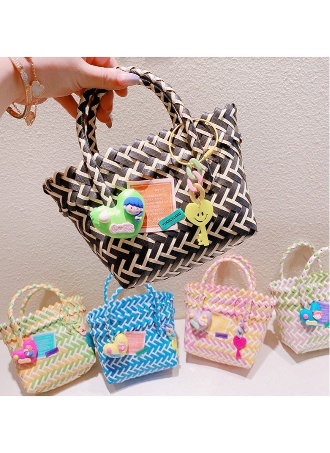 New Summer Cartoon Down Love Colorful Woven Vegetable Basket Bag