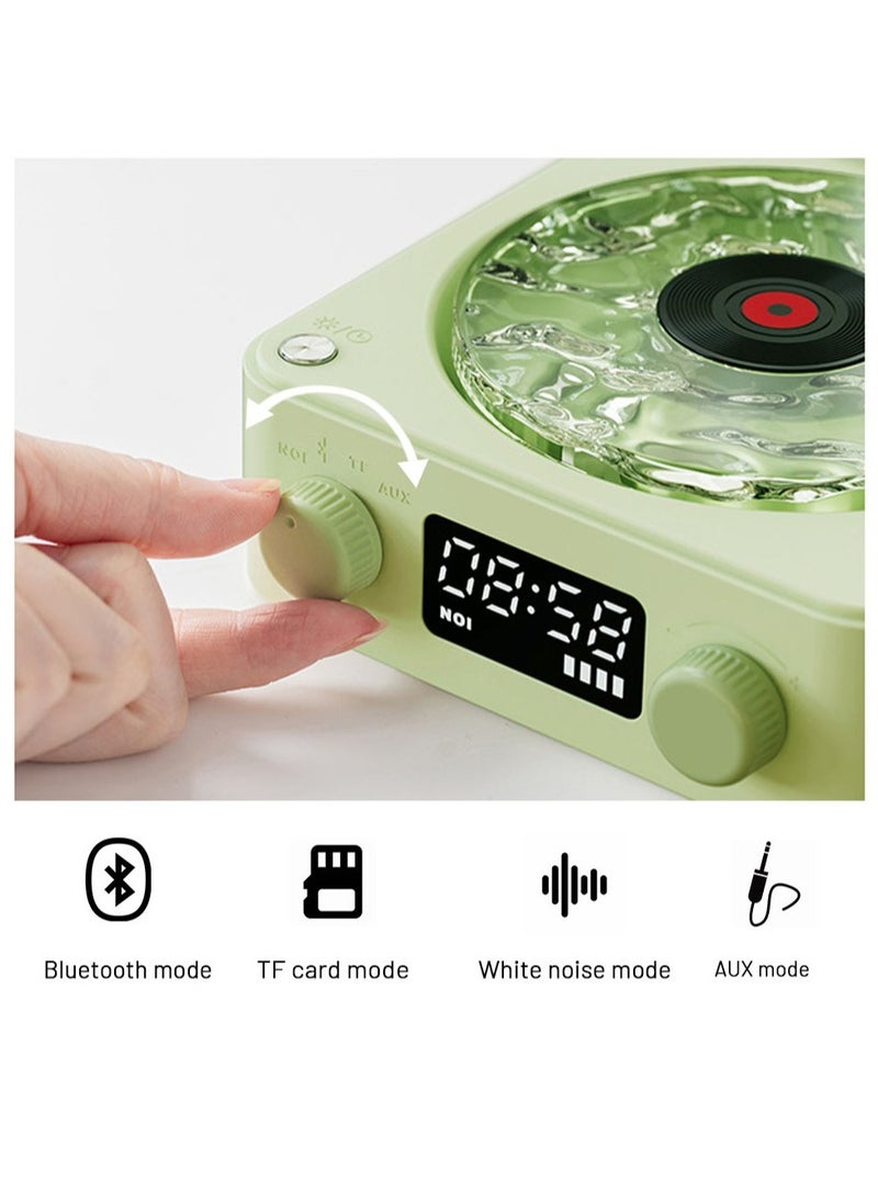 Mini Retro White Noise Bluetooth Speaker Portable Vintage Sleep Aid Bluetooth Speaker Subwoofer with RGB Light Support TF Card(Green)