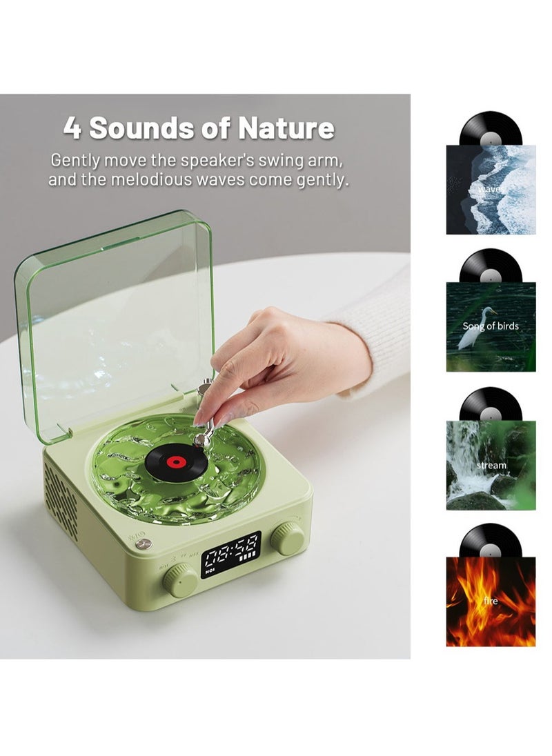 Mini Retro White Noise Bluetooth Speaker Portable Vintage Sleep Aid Bluetooth Speaker Subwoofer with RGB Light Support TF Card(Green)