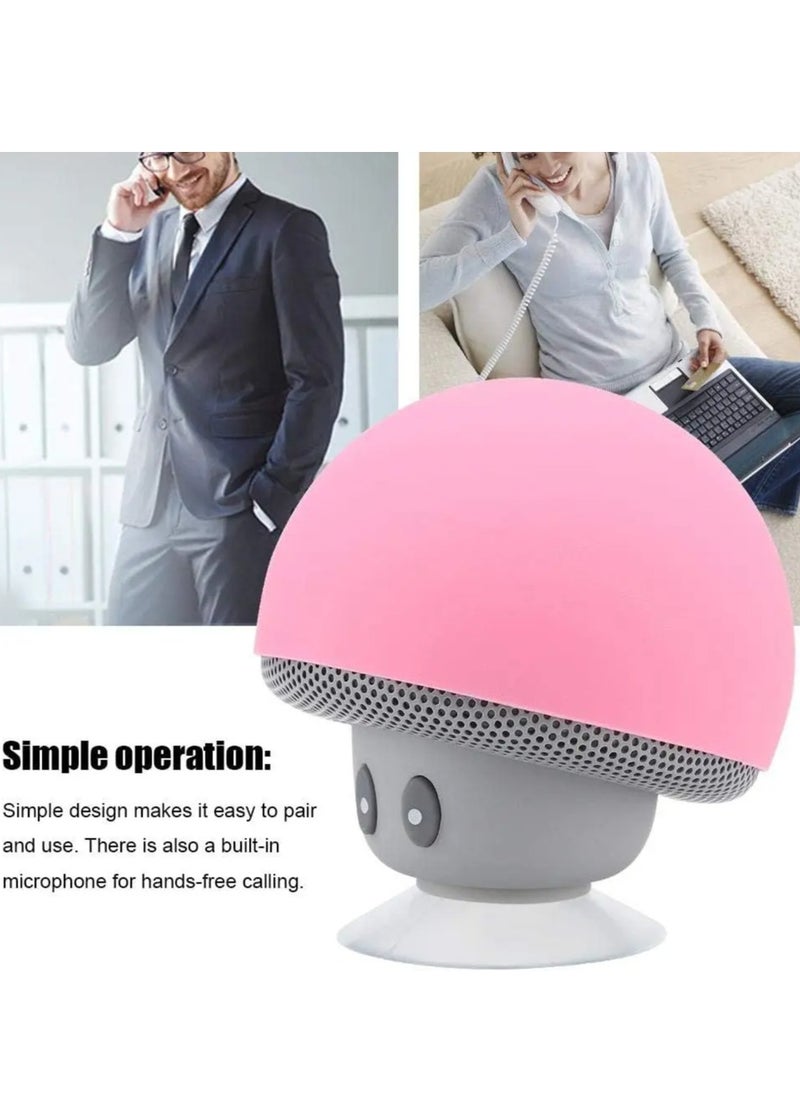 Portable Bluetooth Speaker, High Quality Wireless Mushroom Speaker With Built In Microphone, Noise Cancelation Subwoofer With Suction Cup, Phone USB Speaker For Cycling Picnic Outdoor, (1pc, Grey And Pink)