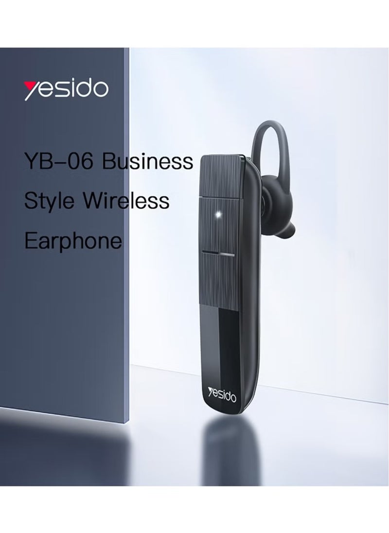 Yesido YB06 360 degree Rotation Business Single Hook Earbud Noise Cancelling Wireless bluetooth Headphones - Black