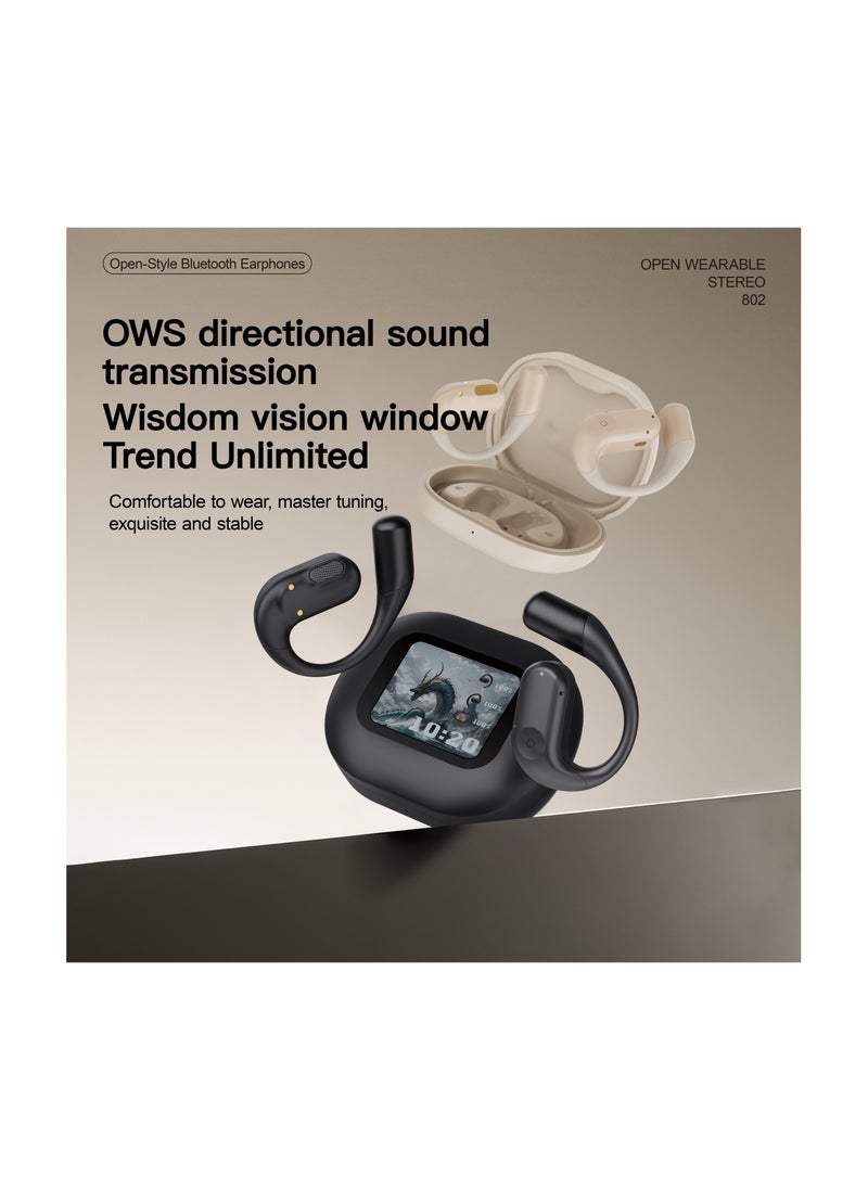 Air Conduction ENC TWS Earbuds and Charging Case with Display / True Wireless Headphones 6H Playtime / Truewireless Earbuds with 10M Wireless Range /  Immersive Hi-Fi Audio / Comfort to Wear / Smart sound - Black