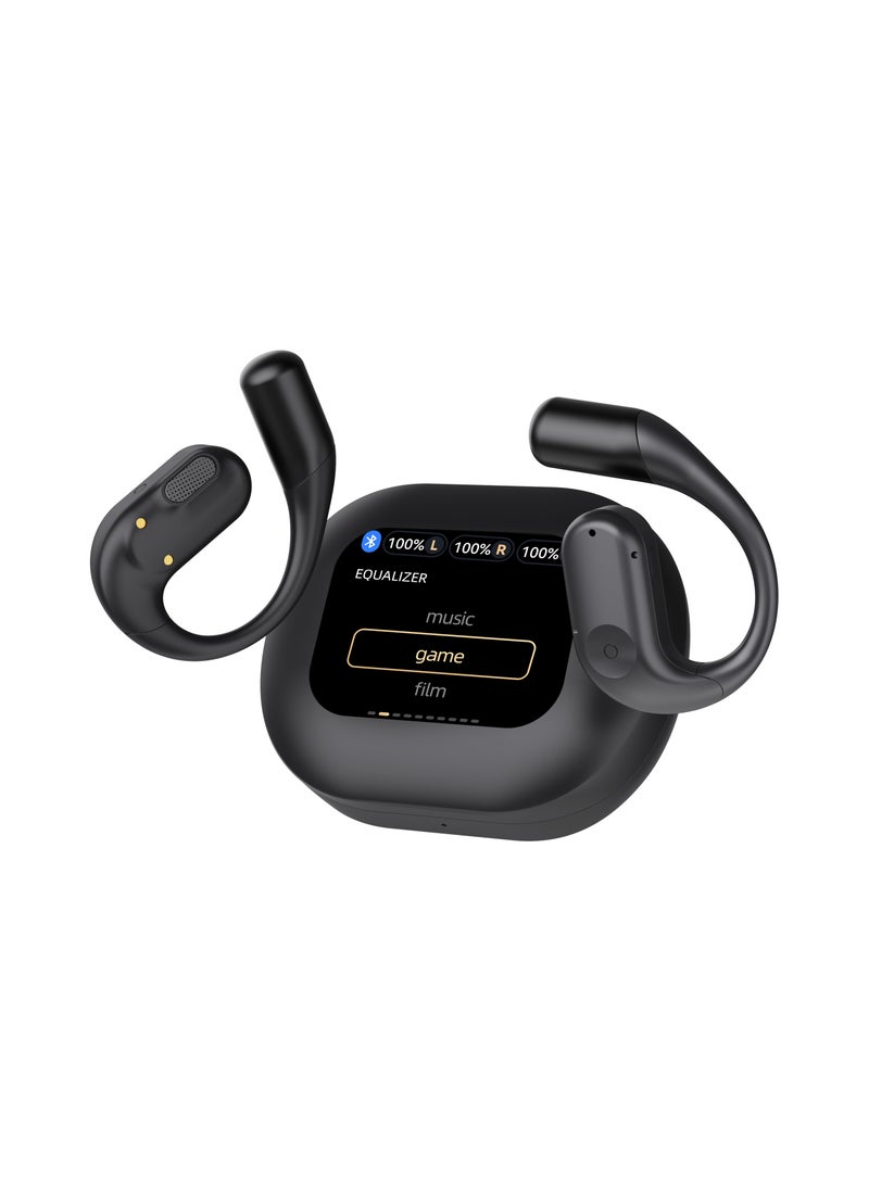 Air Conduction ENC TWS Earbuds and Charging Case with Display / True Wireless Headphones 6H Playtime / Truewireless Earbuds with 10M Wireless Range /  Immersive Hi-Fi Audio / Comfort to Wear / Smart sound - Black