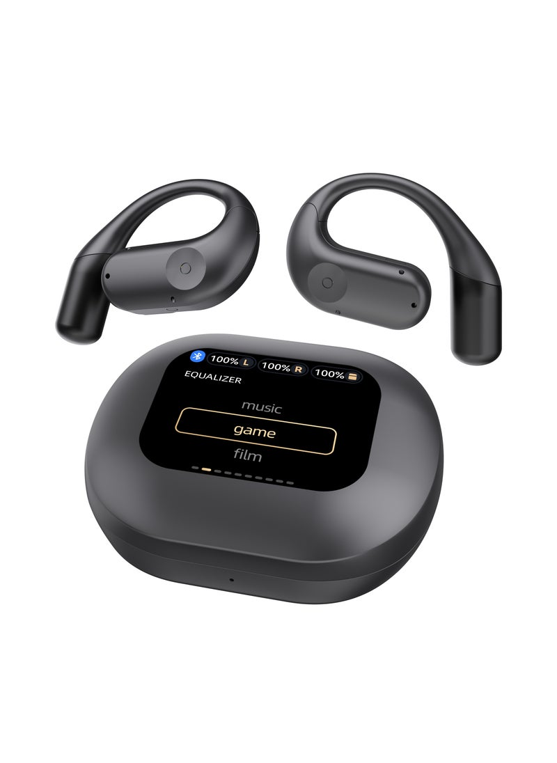 Air Conduction ENC TWS Earbuds and Charging Case with Display / True Wireless Headphones 6H Playtime / Truewireless Earbuds with 10M Wireless Range /  Immersive Hi-Fi Audio / Comfort to Wear / Smart sound - Black
