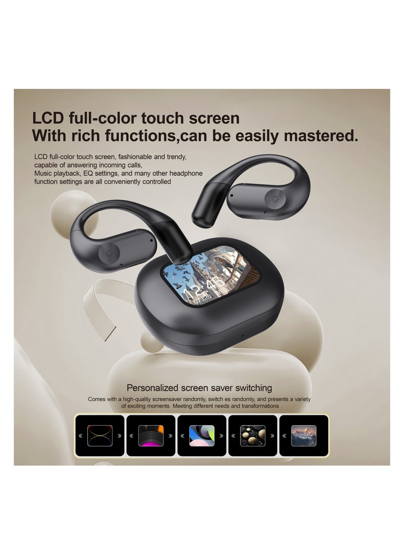 Air Conduction ENC TWS Earbuds and Charging Case with Display / True Wireless Headphones 6H Playtime / Truewireless Earbuds with 10M Wireless Range /  Immersive Hi-Fi Audio / Comfort to Wear / Smart sound - Black